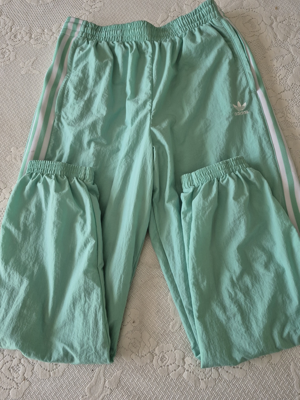 Adidas Ladies Mint Green Lined Track Pants  Size M